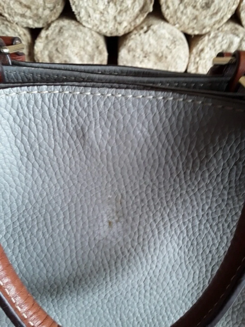 Dooney & Bourke Pebble Grain Leather Brenna Satchel Bag Purse Gray Elephant